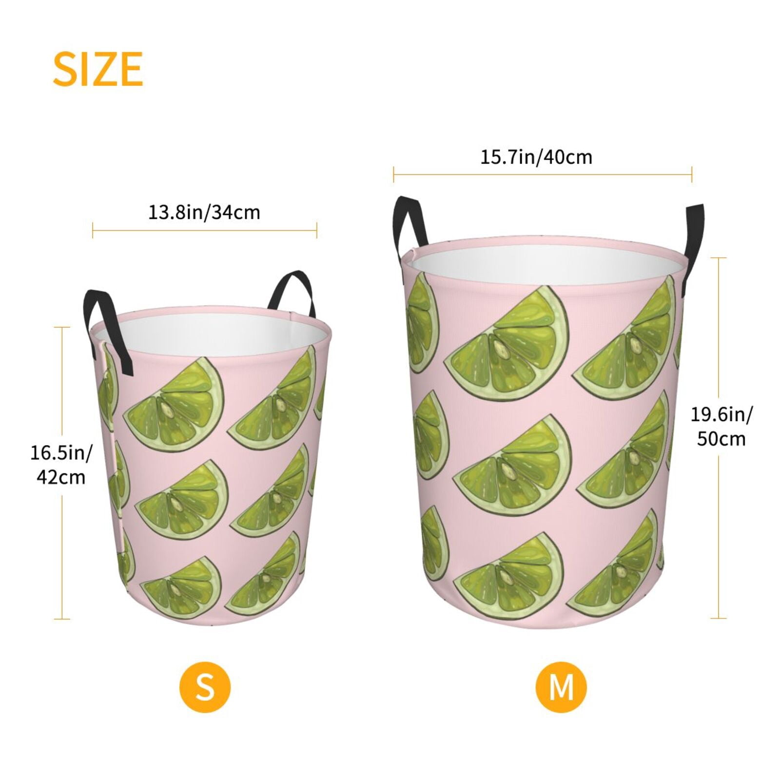 Large Laundry Basket with Handles - Cute Sea Green Limes Kids Baby Dirty Clothes Laundry Hamper for Bedroom Aesthetic