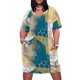 thumbnail image 2 of Vestido holgado con bolsillos en azul hexagonal 01, estilo coreano, bonito., 2 of 7