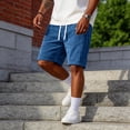 thumbnail image 2 of Garbnen Corduroy Shorts Elastic Waist Wide Leg Mens Athletic Shorts Breathable Big and Tall Fitness Going Out Mens Bermuda Shorts with Pockets Blue XXL, 2 of 9