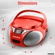 thumbnail image 4 of Magnavox MD6924 Boombox portátil con CD de carga superior y radio estéreo AM/FM en negro | Compatible con CD-R/CD-RW | Pantalla LED | Puerto auxiliar compatible | Reproductor de CD programable | (Rojo, 4 of 5