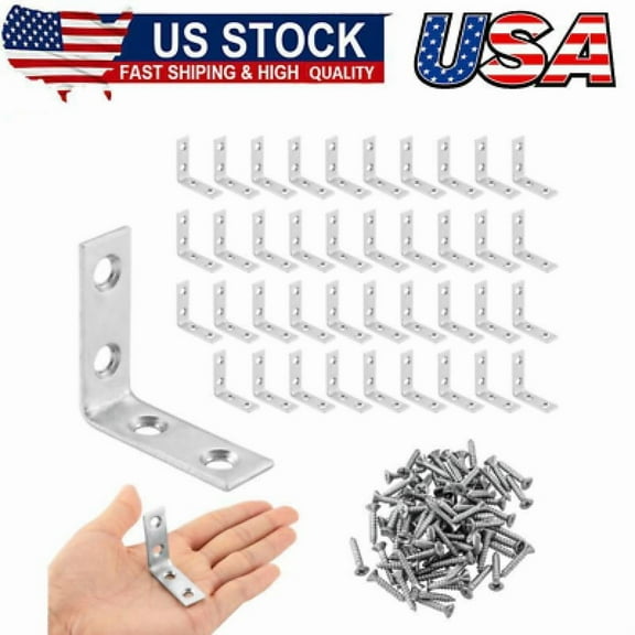 40 Pack L Bracket Corner Braces, Small Metal L Brackets for Wood, 1.5 inch Steel