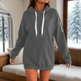 thumbnail image 2 of Fiaer,Women's Oversized Long Hoodies,Womens Loose Fit Fashion Solid Color Drawstring Hooded Sweatshirts with Zipper Pocket Dark Gray XL, 2 of 4