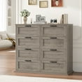 thumbnail image 3 of Homfa Horizontal 8 Drawer Dresser, Wood Storage Cabinet Double Dresser for Bedroom Living Room, Gray, 3 of 7