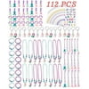 Mermaid Birthday Party Supplies Favors Kit Serves 16 Bracelets, Necklaces, Keychains, Rings, Hairclips, Tattoos, Hairbands, Birthday Gifts For Girl Kids Party Accessories 112 Pcs