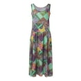 thumbnail image 4 of TJAZFJPA Robes à Motifs pour Femmes Mode Maxi Robes pour Femmes Été Sans Manches Boho Robe Décontractée Col en U Longues Robes de Plage Vacances Robe Noire Serrée Longue Robe de Soirée pour Femmes, 4 of 5
