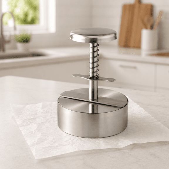 304 Stainless Steel Burger Press - 4.5" Hamburger Patty Maker, Heavy Duty for Ground Beef and Burgers (Dishwasher Safe)