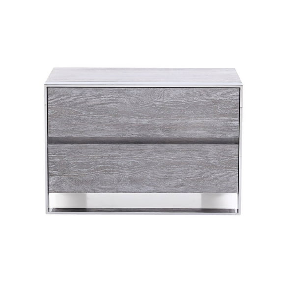 Modrest Arlene Modern Wood & Stainless Steel Nightstand in Elm Gray