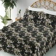 thumbnail image 3 of Ambesonne Vintage Fitted & Flat Sheet with Shams 4 Pcs Set, Spring Branches Motif Print, Full, Charcoal Grey and Green, 3 of 5