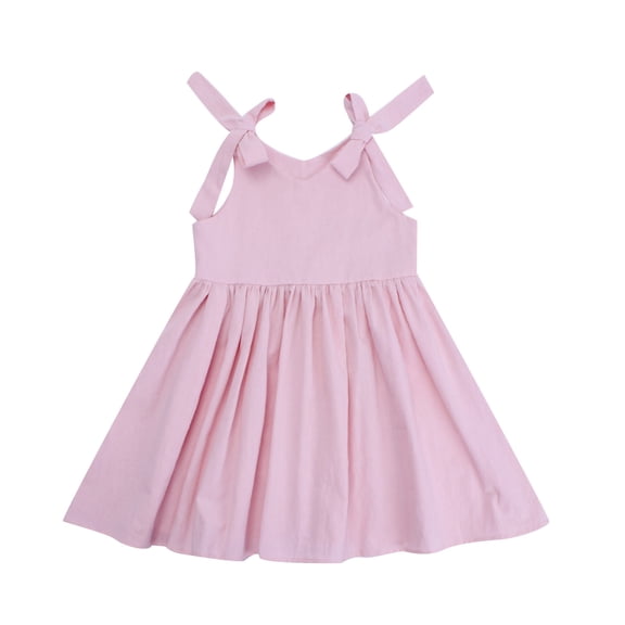 Girls Dresses Kids Toddler Baby Spring Summer Solid Color Ruffle Sleeveless Party Beach Princess Dress Size 6 M-12 M