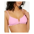 thumbnail image 1 of HULA HONEY Women's Pink Stretch Shell-Trim Tie Removable Cups V-Wire Adjustable Swimsuit Top M, 1 of 5
