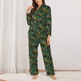 thumbnail image 2 of KLL Scraper Print Women's Long Sleeve Pajamas with Pants Sleepwear Loungewear 2 Set-Large, 2 of 7