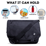 J World Boys Terry 15 Messenger Bag For School And Travel, Black