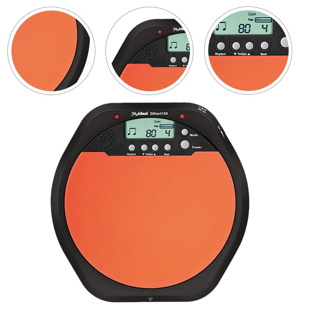 2 PCS Metronome Kit Drum Training Pad Practice Tools Orange