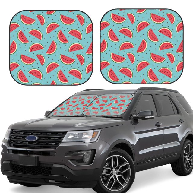 Balery Watermelon Parasol para parabrisas de coche de 2 piezas | Parasol plegable para parabrisas delantero de coche para la mayoría de sedanes-Large