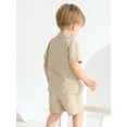 thumbnail image 2 of Hotiary 1-5T Toddler Baby Boys 2 Pieces Cotton Linen Set Short Sleeve Button Down Shirt and Shorts Set Summer Outfits, 2 of 8