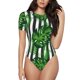thumbnail image 1 of Fotbe Palm Greenery Body de Mujer con Cuello Redondo y Mangas Cortas, Sin Mangas Ajustado, Suave, Cómodo y Básico-XX-Large, 1 of 7