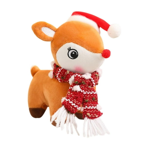 Muñeco de peluche de reno navideño, juguete de animal de peluche de reno, lindo juguete de ciervo para mascota con Marrón claro