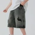 thumbnail image 2 of KAUOD Boy's Ripped Baggy Jorts Wide Leg Cute Elastic High Waisted Y2k Denim Shorts Loose Fit Vintage Boys Shorts Medium, 2 of 6