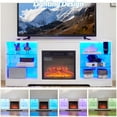 thumbnail image 6 of MDQMD Wooden TV Stand with Fireplace,Lighted Console Table with Power Outlet,Entertainment Centre Table with 4 Adjustable Glass Shelves for Living Room,White, 6 of 10