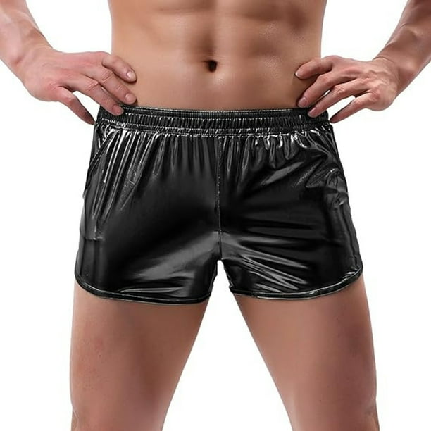 WILLBEST Pantalones Cortos de Moda para Hombre, de Verano, de Material Brillante, Holgados, Cómodos, de Color Sólido, Informales y Populares.