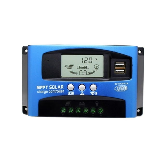 Contrôleur de Charge Solaire DPPT 30A 40A 50A 60A 100A 12V/24V Panneau Solaire Régulateur de Pile Contrôleur de Charge Double USB 5V2A Usage Domestique, Facile à Installer
