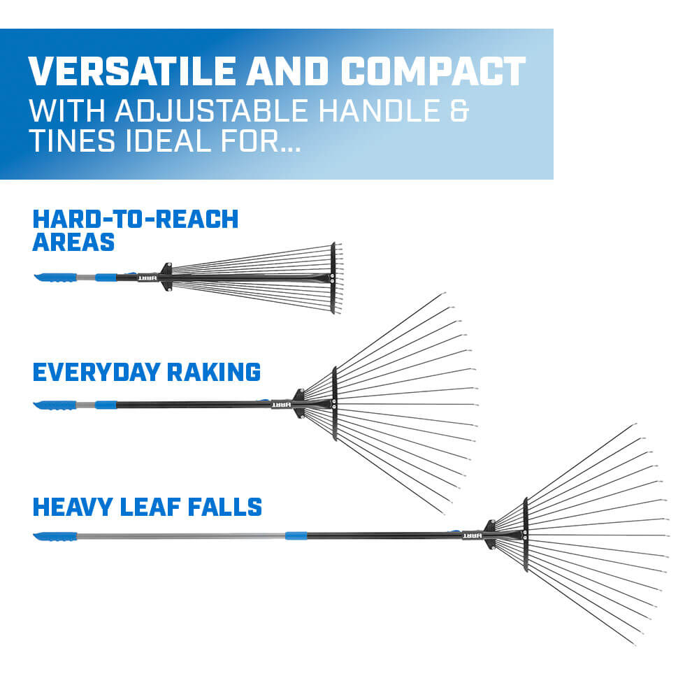 HART 15-Tine Adjustable Leaf Rake with Telescoping Handle Design - image 4 of 10