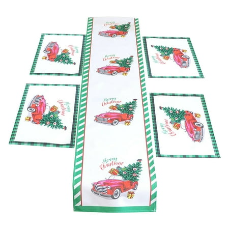 

dianhelloya 1 Set Table Mat Reusable Nice-looking Christmas-themed Table Runner Tablecloth Set Home Hotel Decor for Daily Life