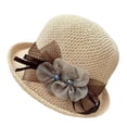 thumbnail image 2 of Siminsem Wide Brim Straw Panama Hat for Women UPF 50+ UV Protection Foldable Packable Lightweight Summer Beach Sun Hat for Vacation Cruise Travel Gardening Outdoor, Beige, One Size, 2 of 5