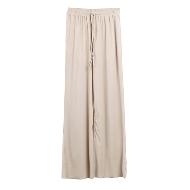 Pantalones de pierna ancha ligeros de seda helada para mujer de primavera y otoño, pantalones informales rectos sueltos de cintura alta de Color sólido para niña Tan Jianjun unisex