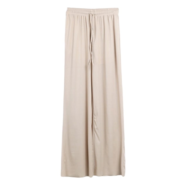 Pantalones de pierna ancha ligeros de seda helada para mujer de primavera y otoño, pantalones informales rectos sueltos de cintura alta de Color sólido para niña Tan Jianjun unisex