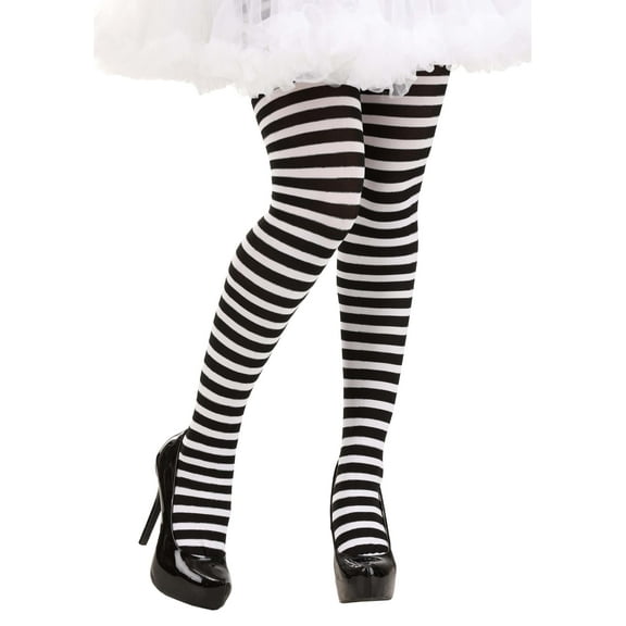 Women's Black/White Striped Tights