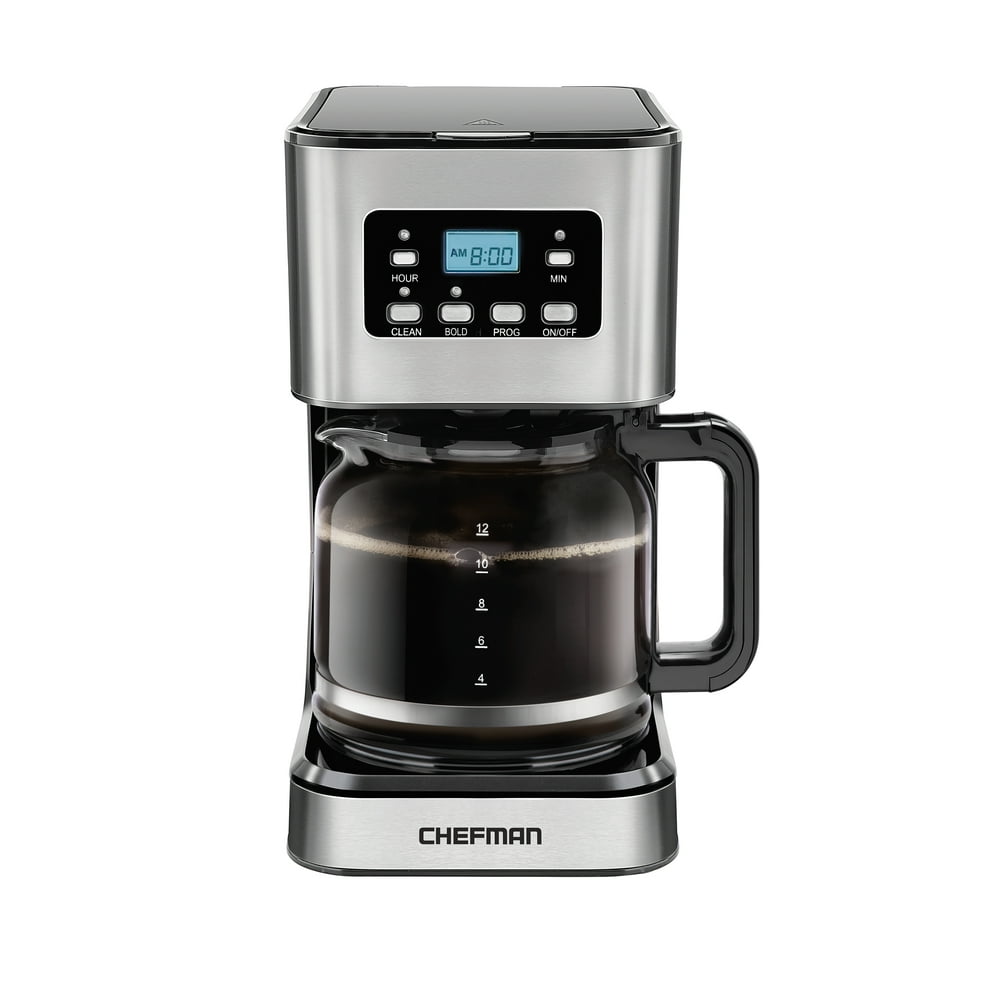 Chefman 12Cup Programmable Coffee Maker, Square Stainless Steel