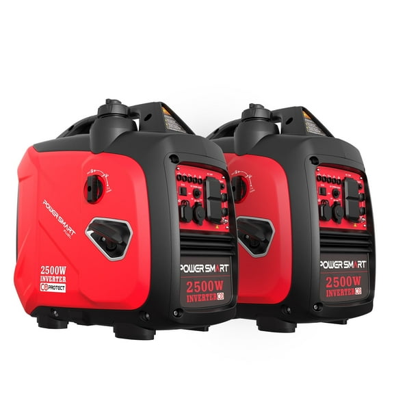 PowerSmart 2500W Portable Inverter Gas Generator, CO Detect Super Quiet for Camping  Home Use,2PCS