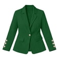 thumbnail image 6 of 2026 Blazers for Women Classic Blazer Lapel Collar Open Front Women's Casual Sleeve Button-Up Long-Sleeved Patchwork Blazer Green Xxl, 6 of 9