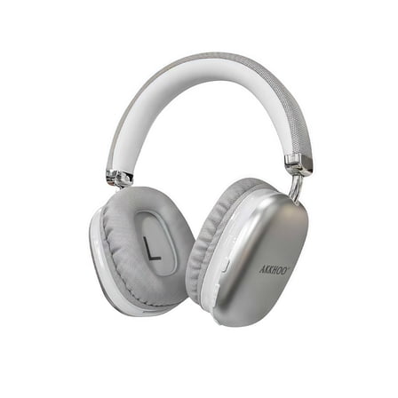 AKKHOO Noise Cancelling Headphones, Wireless Bluetooth Headphones, over-ear Headphones with Microphone, Silver
