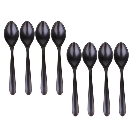 MEIBUTYUP Imitation Ceramic Spoons Black Plastic Multi-Purpose for Home 8Pcs
