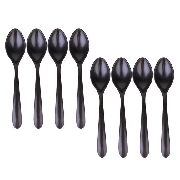 MEIBUTYUP Imitation Ceramic Spoons Black Plastic Multi-Purpose for Home 8Pcs