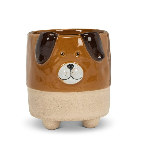 Abbott Collection 27-CRITTER-825-LG Large Dog on Legs Planter, Brown