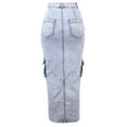 thumbnail image 3 of A2Y Women's Long Denim Cargo Skirts Light Navy S, 3 of 4