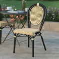 thumbnail image 3 of Emma + Oliver Indoor/Outdoor Stacking Thonet Bistro Style Chair with Natural PE Cane Rattan Seat and Black Finished Metal Frame, 3 of 13
