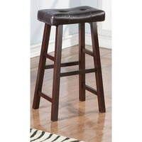 Leather Upholstered Wooden Bar Stools Brown Set Of 2 by Benzara
