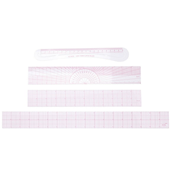 UPOUART 4Pcs Pink Multi Functional Sewing Rulers Set Plastic Curve Rulers for Quilting and Sewing
