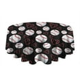 thumbnail image 5 of Black Baseballs and Hearts Pattern Round Tablecloth 60"x60",Wrinkle Wipeable Table Cloth for Kitchen Dining Room Picnic Patio Party, 5 of 6