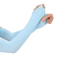 thumbnail image 2 of Mdesiwst 1 Pair Unisex Ice Silk Cycling Sleeves Thumbhole Design Solid Color Sun Protection Arm Cover Running Driving Basketball Sports Sleeves, 2 of 7