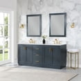 thumbnail image 6 of Gazsi 72" Double Bathroom Vanity Set in Charcoal Blue with Grain White Composite Stone Countertop with Mirror, 6 of 9