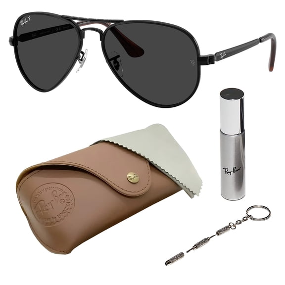 Ray-Ban RB3925 AVIATOR MAX POLARIZED Pilot Shaped Sunglasses for Men & Women - Includes Official Rayban Eyewear Kit - Ideal Formal & Casual Wear Sunglasses - Black Lens