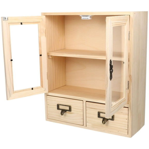 OULII Beige Wooden Countertop Storage Cabinet with Vintage Design for Chopsticks Storage