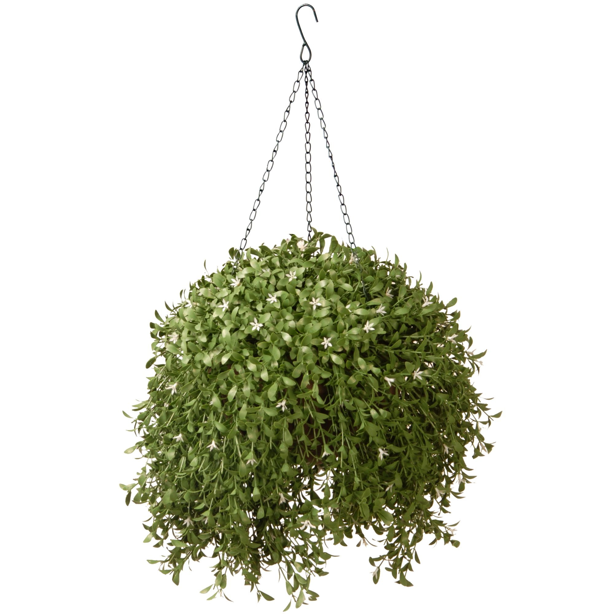 18" Artificial TwoTone Green Argentea Plant in Hanging Basket