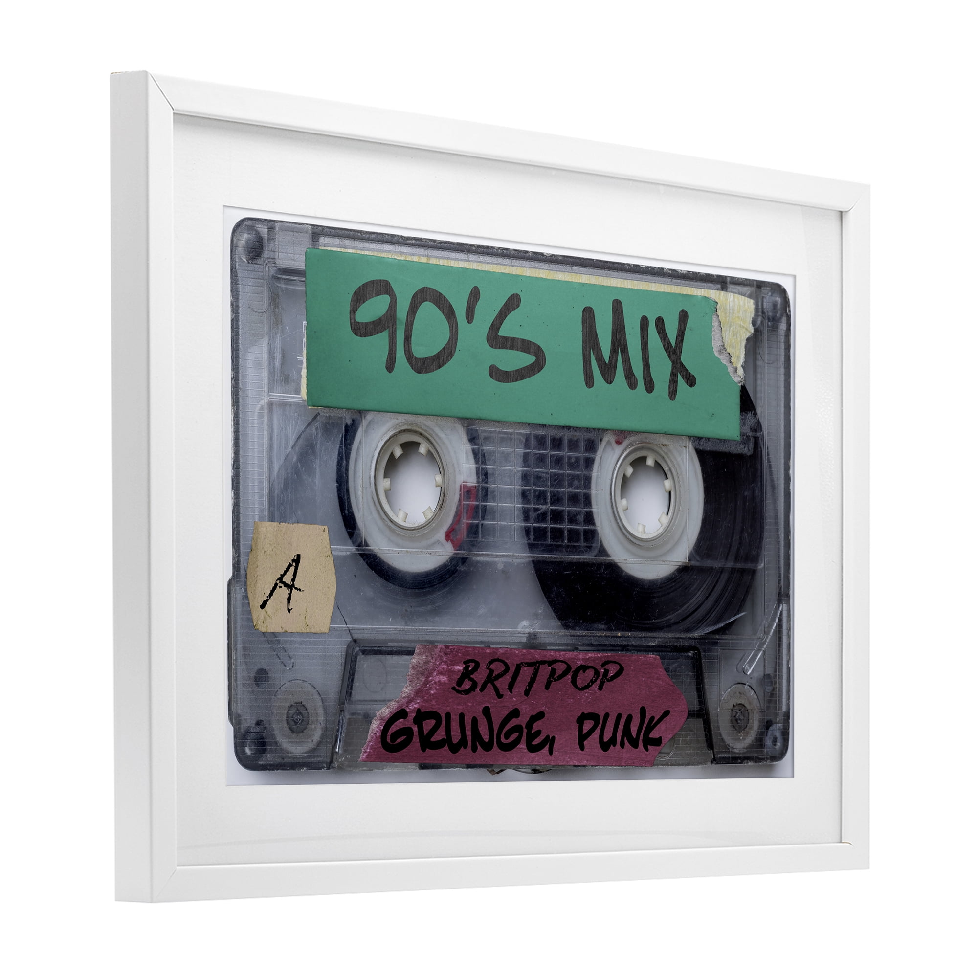 Stupell Industries Retro 90s Mix Cassette White Framed Print Under Glass, design by Annabelle Hall