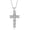 Sterling Silver, variant on 1/10 Cttw Diamond Christian Cross Necklace for Women in Rhodium Plated Sterling Silver (Color I-J / Clarity I2-I3)